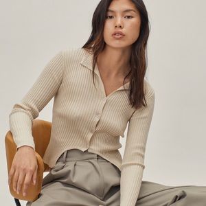 NEW (w/ tags) Knitted Cream Button Up Long Sleeve from Nasty Gal
